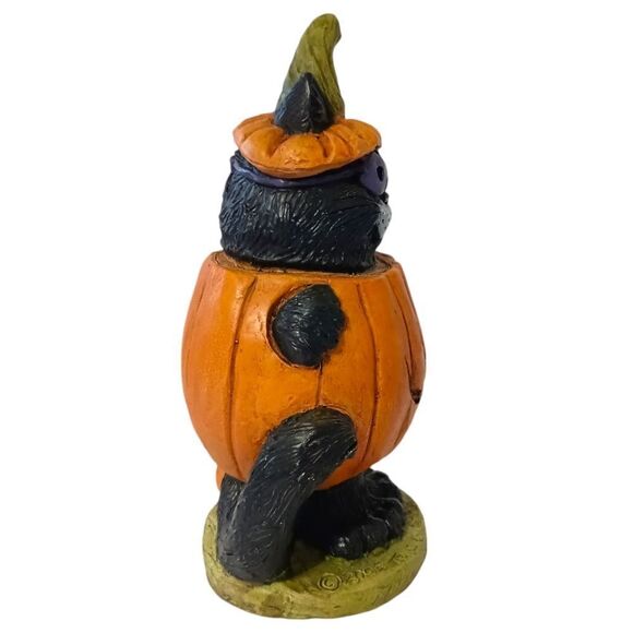 Stone Bunny Inc Black Cat In A Pumpkin Telle M Stein Halloween Figure Vintage. - Picture 7 of 14